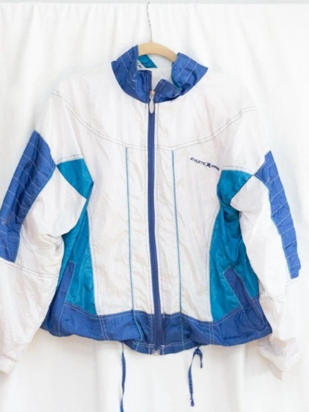 VGT Athletic X Press 80s 90s Color-Block Windbreaker Track Jacket Full Zip M/L